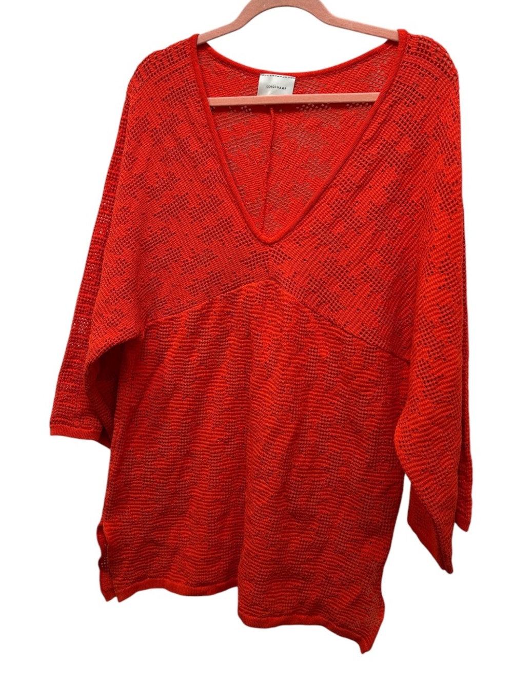 Longchamp Paris France orange patterned fish net Cover up Kaftan top XS ITALY